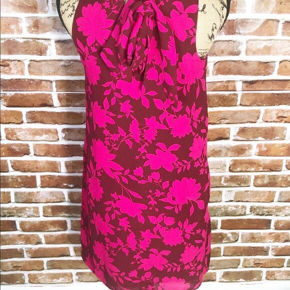 Gibson Pink Brown Flower Petite Dress Size PXS - Picture 7 of 10